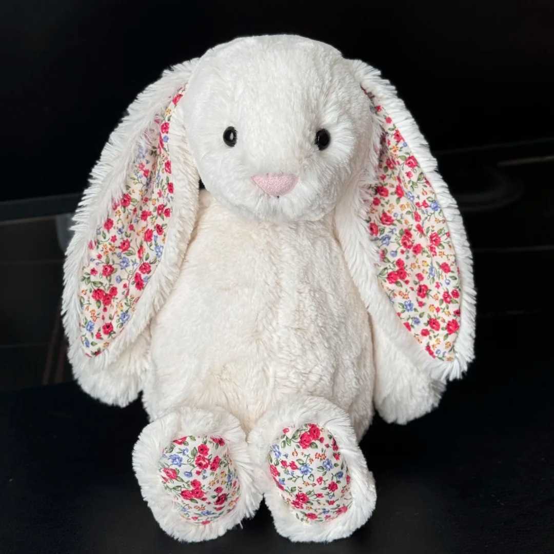 Collection Cherry Blossom Ear White Lop Pink Floral Bunny Plush Toy Childrens Gift Cute Doll Y260128