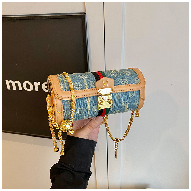 TB BHULAMTE Designer Jacquard Canvas Leather Embroidered Luxury Bag Letter Color Block Pen Holder Underarm Baguette Small Bag New Women's Crossbo