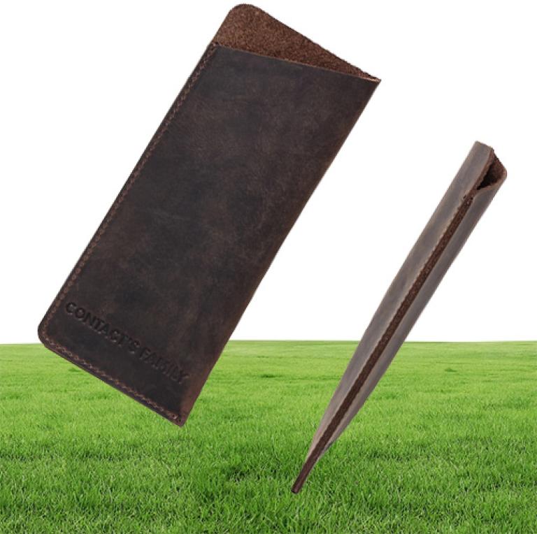 Luxury Genuine Leather Pen Holder Vintage Fountain Ballpoint Pen Bag Portable Double Case Cute Pencil Pouch Office Bag Gift5394537