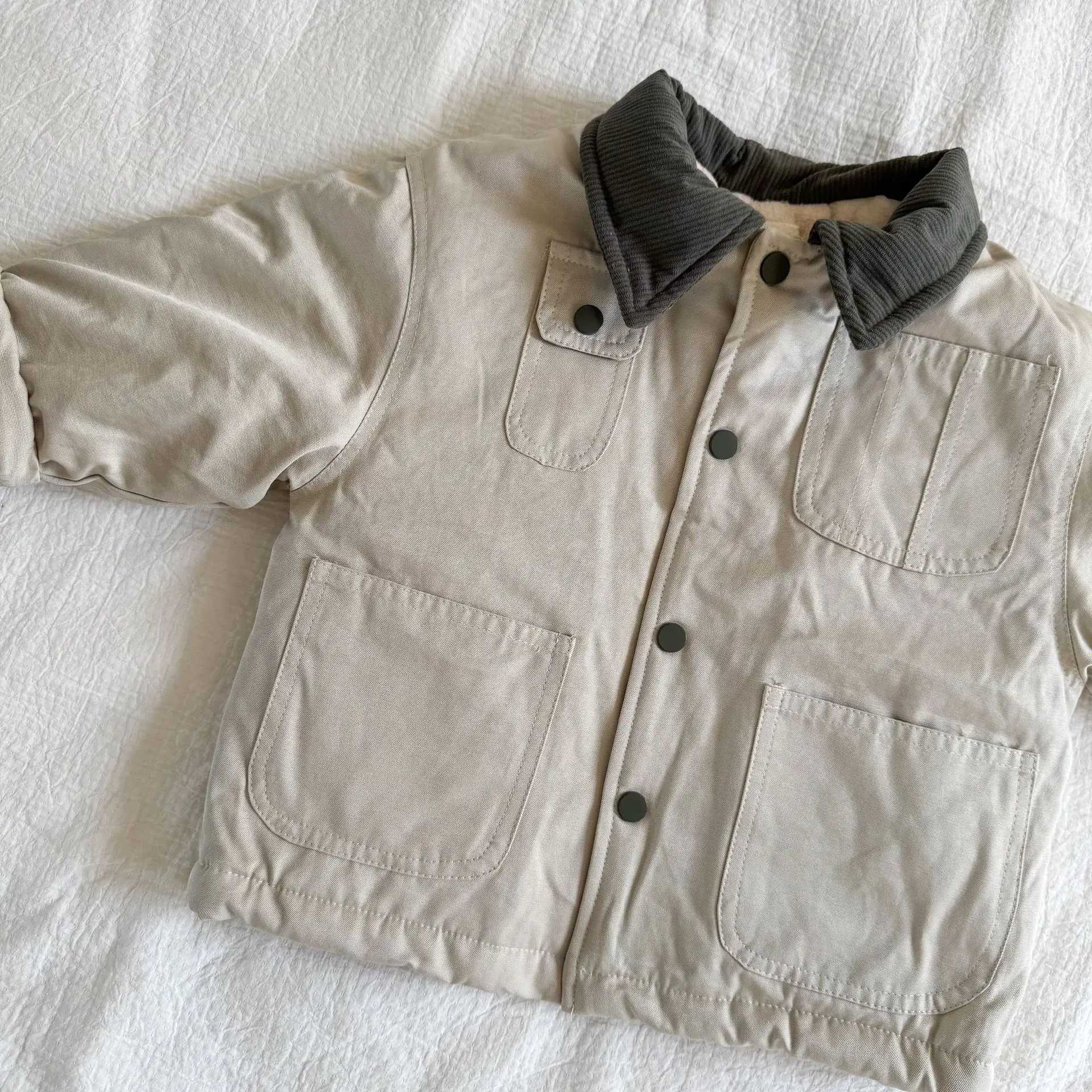 Toddler Kids Boys Parkas Winter Turn Down Collar Thick Versatile Children Boys Outerwear Korean Pocket Teenager Boys Overcoat C251013