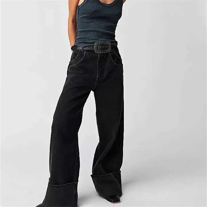 Chic Women Low Rise Cuffed Baggy Jeans Y2K Vintage Boyfriend Loose Fit Wide Leg Jeans Trendy Casual Denim Pants StreetwearT251013