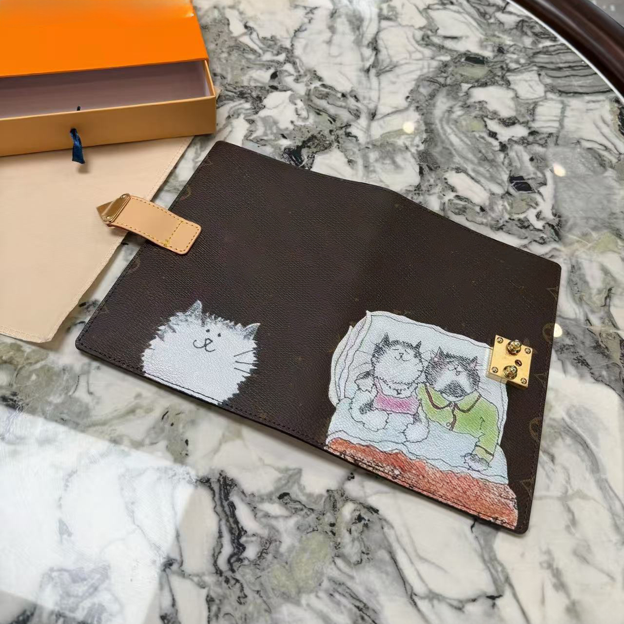 Designer Agenda Cover Notebook Jane Notebook Grace Cat wallet Desk Leather Old Flower Cartoon Business Work Meeting Note Card Case Holder Wallets Passport Gi1389