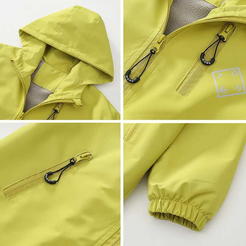 Boys Plush Warm Jacket Girls Windproof Waterproof Hooded Cargo Coat for Kids 414 Years Spring Autumn Outdoor Sports Outerwear C251013
