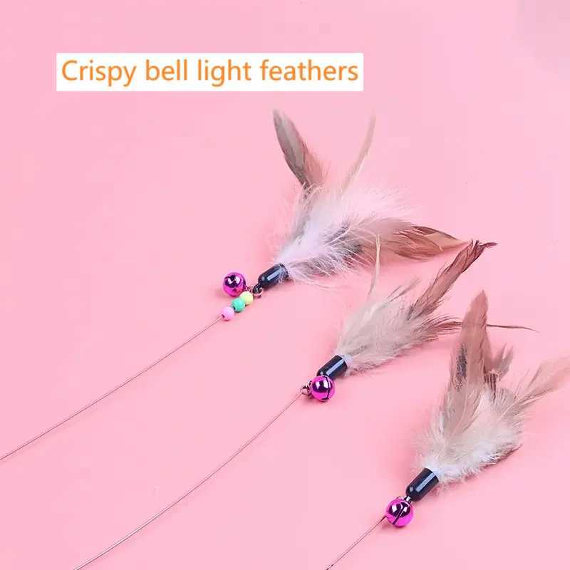 1PCS Metal Wire Funny Cat Stick Cat Toy Pet Toy with Feather Bell Funny Cat Rod Pet Supplies C251013