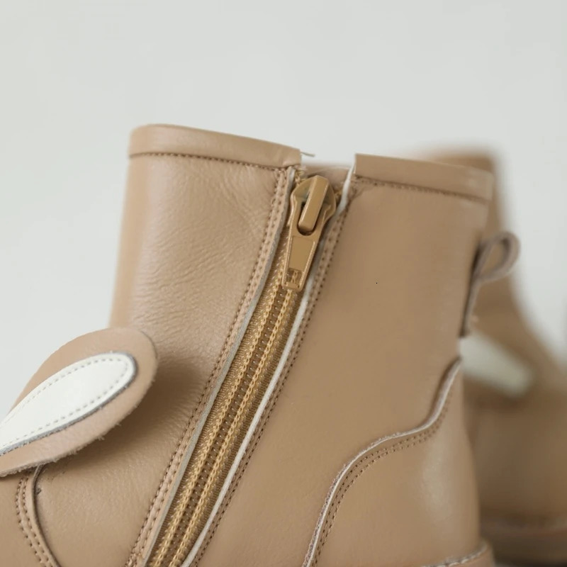 Autumn Winter Genuine Leather Childrens Shoes Warm Lambswool Cartoon Bunny Baby Girls Ankle Boots Cowhide Boys Snow Boots 251017