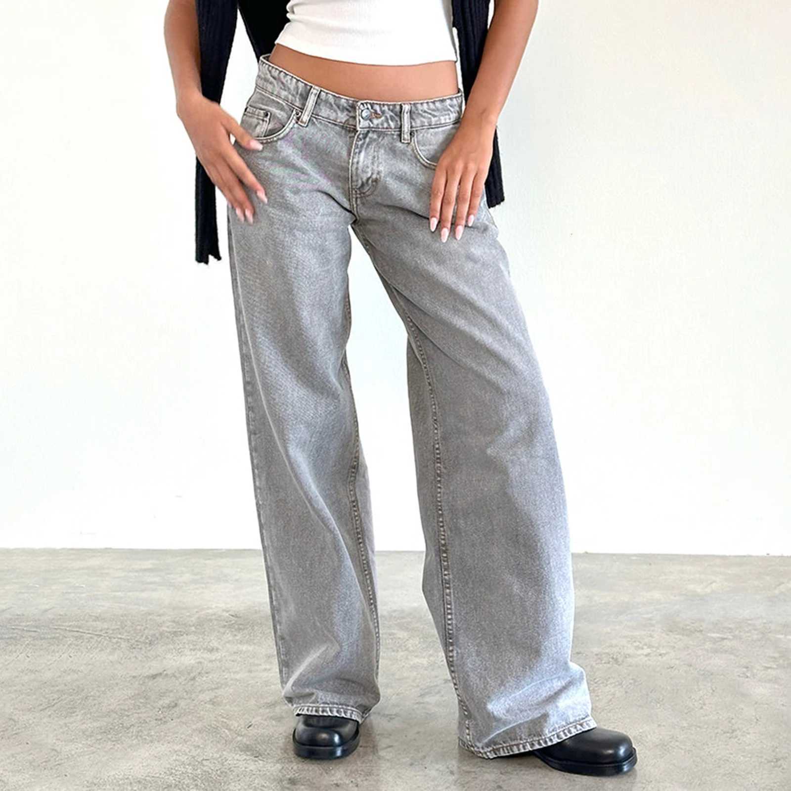 Women Y2k Low Rise Baggy Jeans Loose Fit Boyfriend Straight Wide Leg Jeans Trendy Stretch Long Denim Pants Vintage StreetwearT251013