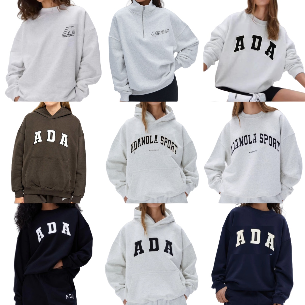 25ss adanolada oversized sweatshirts ada cotton loose hoodies letters embroideried fashion lady sweaters comfy jumpers