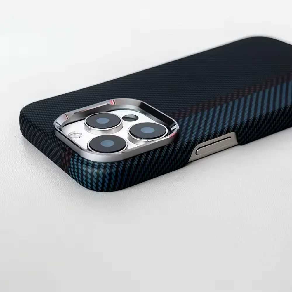 Luxury Carbon Fiber Texture Magnetic Phone Case for IPhone 17 14 15 16 Pro Max 17Po 17Air Alloy Lens Ultra Thin Hard PC Cover J251202