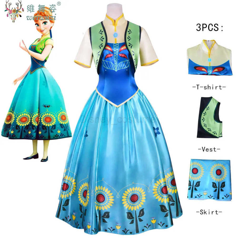 Disney New Movie Snow Princess Blue Luxury Dress Cosplay Costume Queen Halloween Costume Party Masquerade Gown Stage Perfermance Outfit H251013