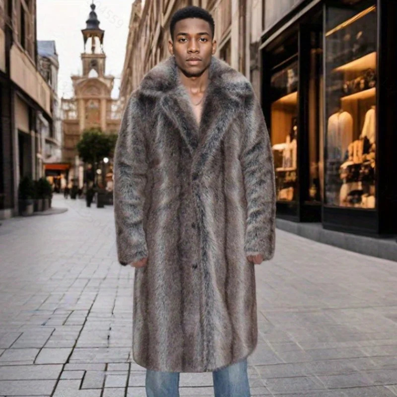 Mens mink coat suit collar long fur winter warm and windproof festival clothing 251011