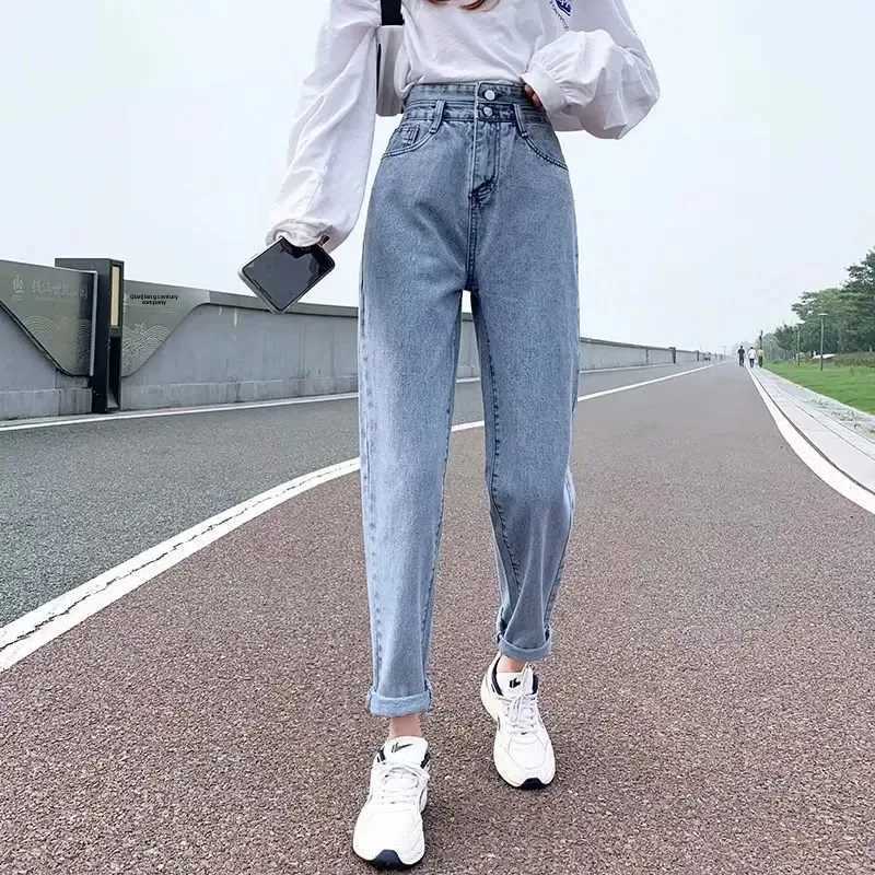 High Waist Straight Leg Denim Jeans Womens Dad Cucumber Pants Spring Autumn Fashion Loose Fit Harlan Style No DecorationT251013