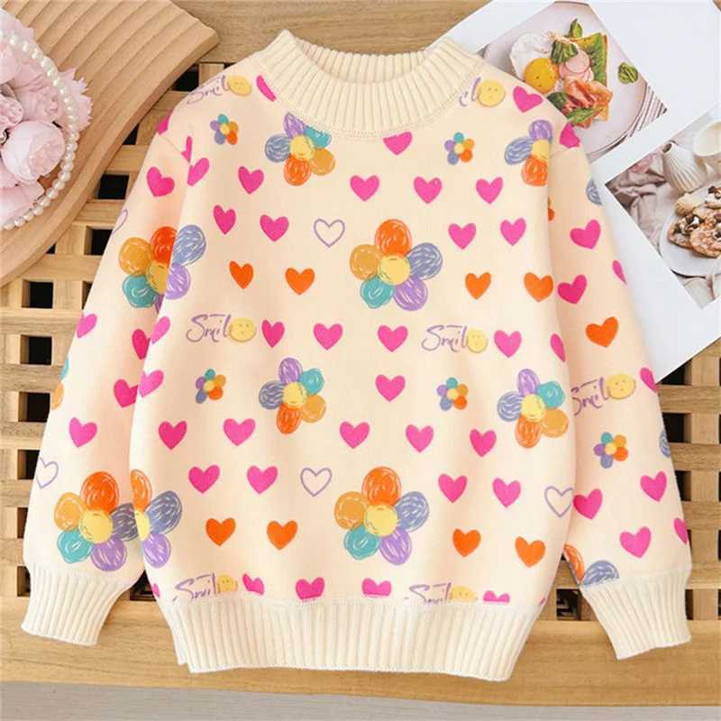 Girls Sweater AutumnWinter New Thickened Fashion Childrens Knitted Sweater Girls Top Sweet and Cute C2510131