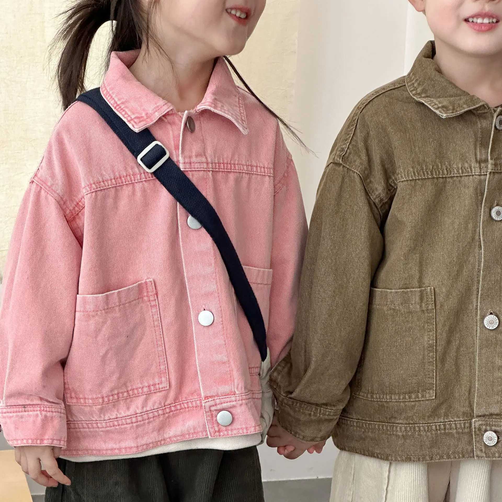 Kids Baby Boys Autumn Coats Fashion Turn Down Collar Singlebreasted Baby Boys Denim Coats Long Sleeves Toddler Boys Outerwear C251013