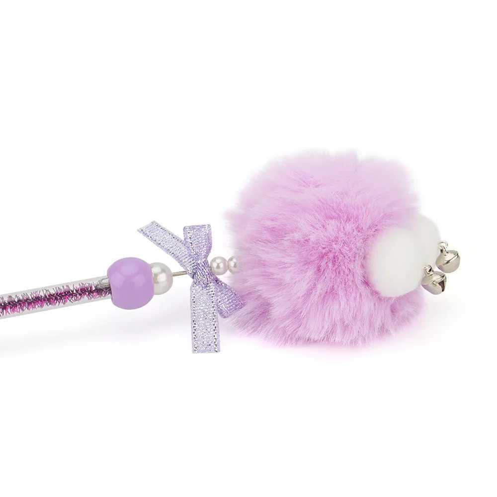 Short Cute Plush Ball Cat Teaser Paw Stick Wand Kitten Toy Pet Supplies C251013