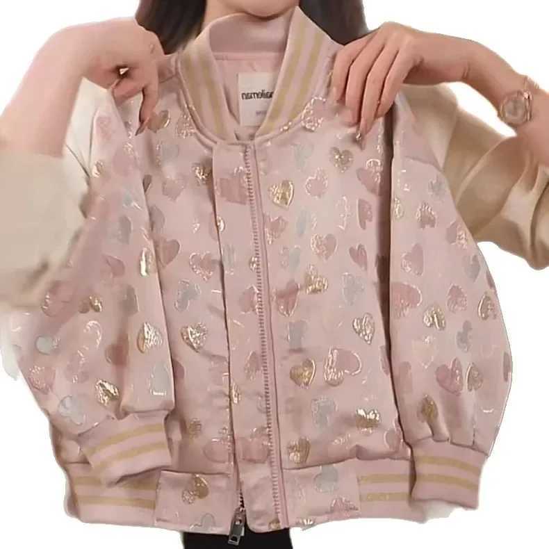 Girls Chinese Style Embroidered Baseball Jacket Autumn Jacquard Coat Windbreaker for Big Kids Lightweight Vintage Outerwear C251013