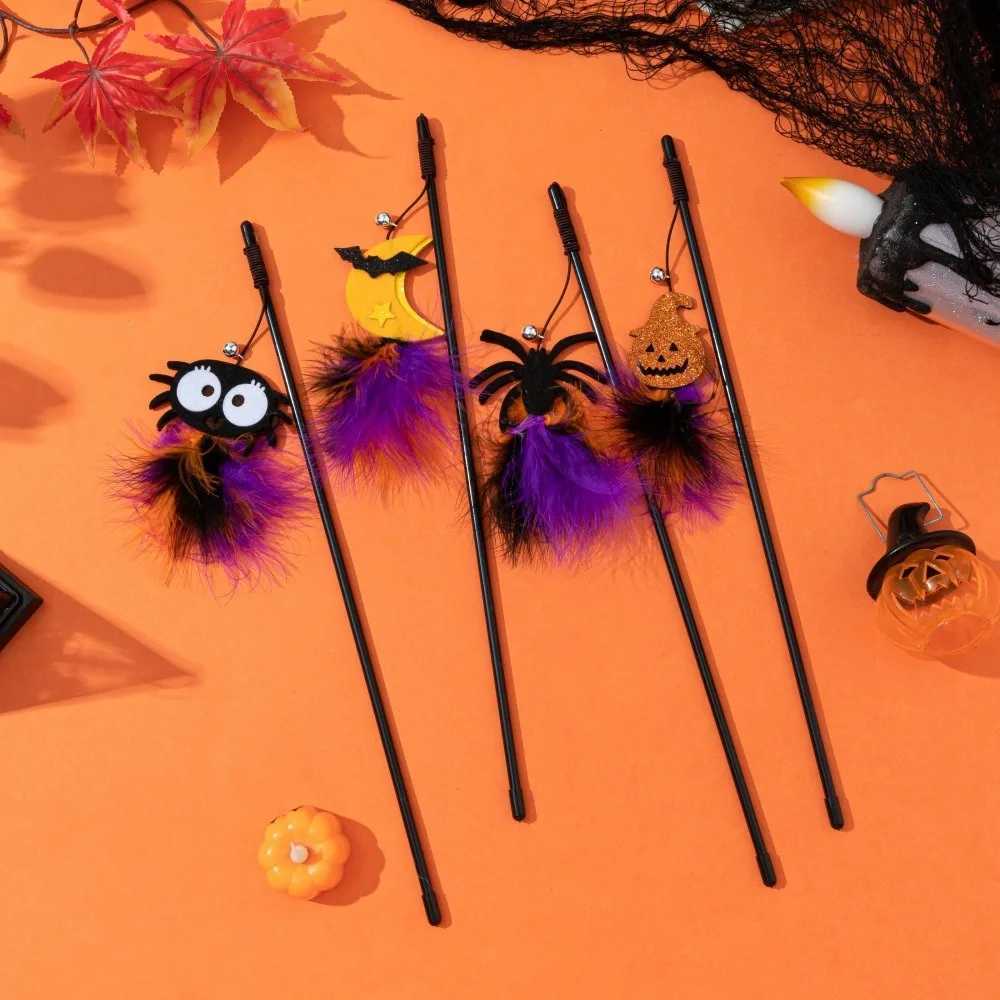 Cat Toy Funny Cat Stick Halloween Pet Toy Pumpkin Ghost Spider Cat Toy Creative Interactive Indoor Toy Gift Pet holiday supplies C251013