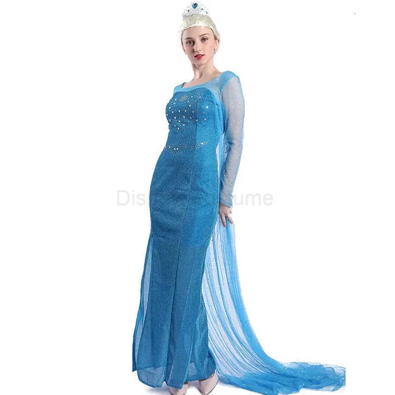 Disney Elsa Costume from Frozen for Women Blue Fancy Snow Dress Wig Outfit Halloween Party Costumes Clothing H251013