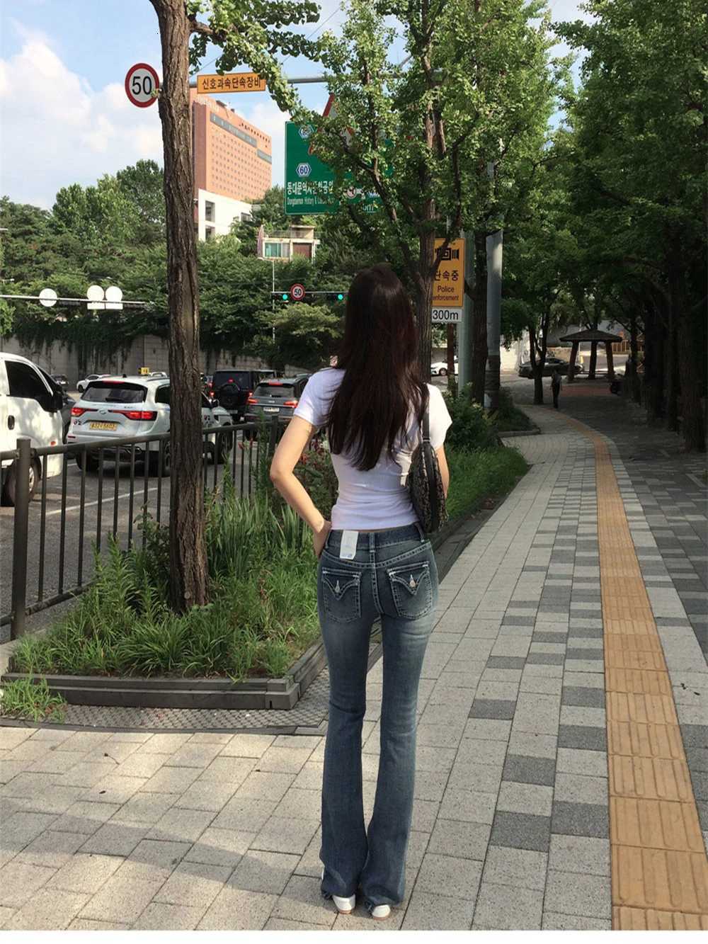 Gothic Buddha Head Womens Jeans Y2K Clothes Hip Hop Pocket Embroidery Vintage Blue Baggy Jeans Low Waist Wide Leg TrousersT251013