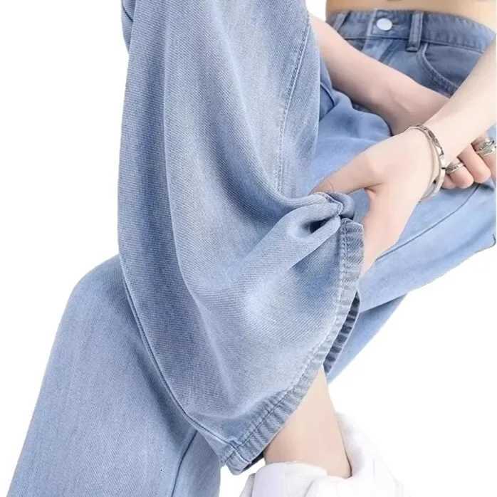 Summer Thin Tencel Wide Leg Jeans High Waist Loose Slimming Straight Ultra Thin Casual Straight Pants Women TrendyT251013