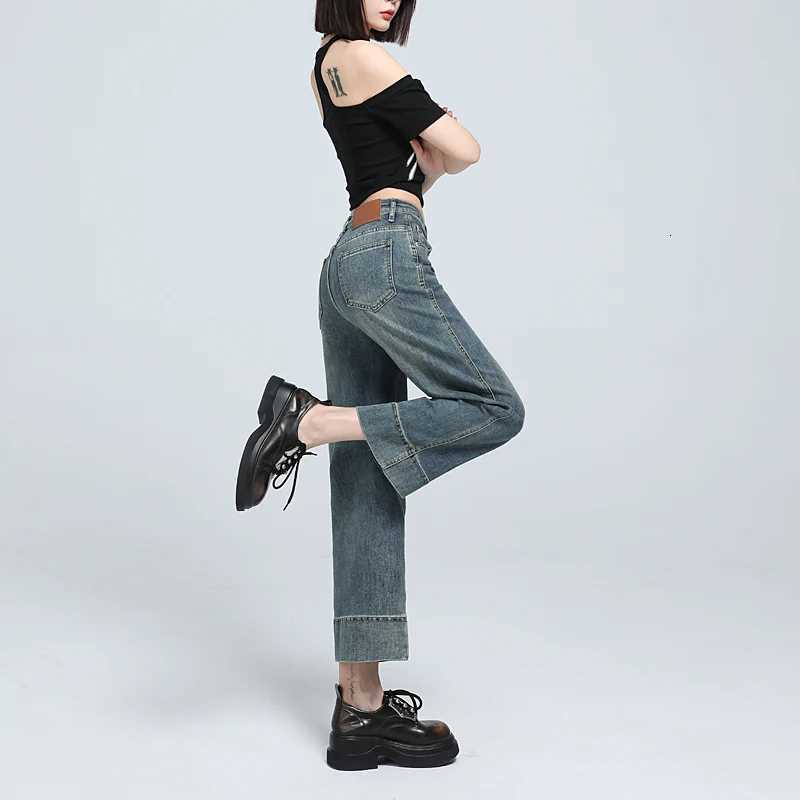 Cropped Jeans Stretch Straight Trousers Designer Stylish High Waist Korean Dongdaemun Denim Woman Reviews Many Womens Mom GirlsT251013