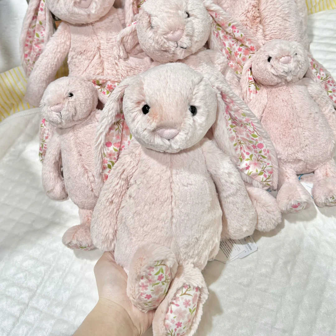 Collection Cherry Blossom Ear White Lop Pink Floral Bunny Plush Toy Childrens Gift Cute Doll Y260128