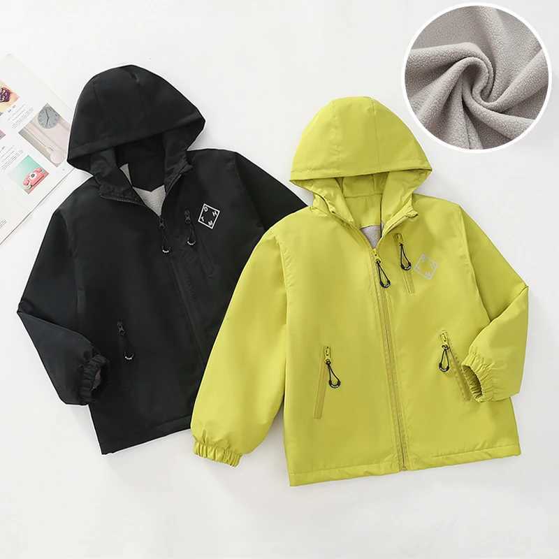 Boys Plush Warm Jacket Girls Windproof Waterproof Hooded Cargo Coat for Kids 414 Years Spring Autumn Outdoor Sports Outerwear C251013