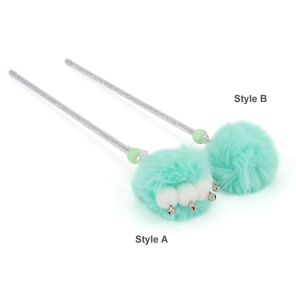 Short Cute Plush Ball Cat Teaser Paw Stick Wand Kitten Toy Pet Supplies C251013