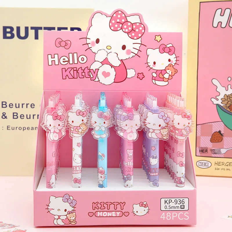 Sanrio 6PcsSet Sanrio Hello Kitty Kuromi Cinnamoroll 05mm Gel Pens Kawaii Black Pen School Student 0ffice Stationery Supplies Gift L251013