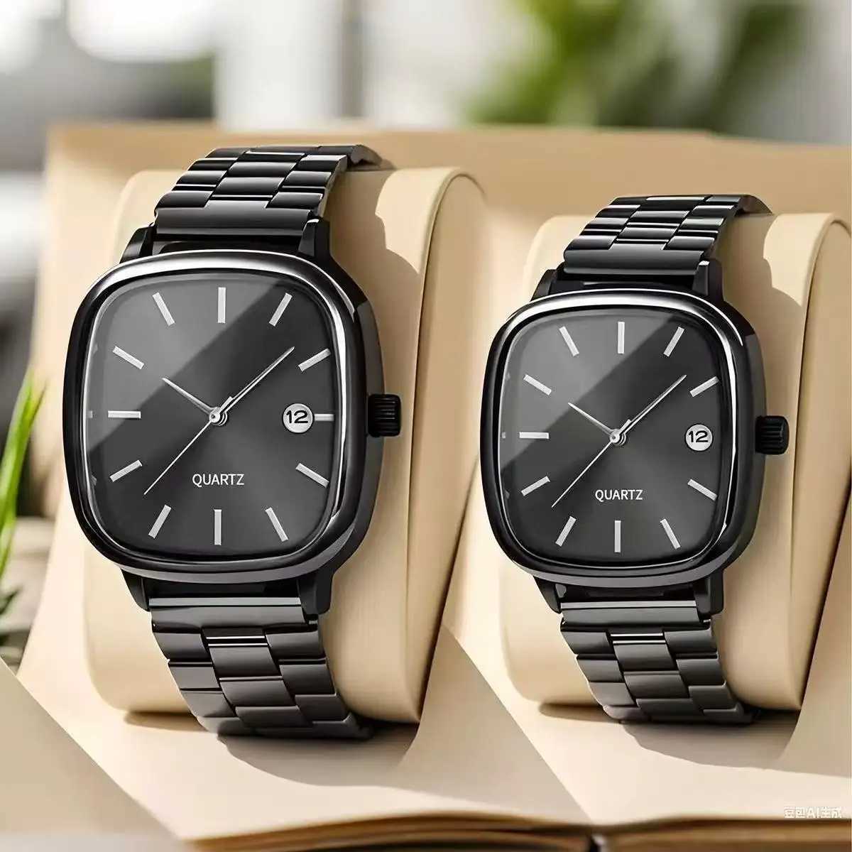Couple watches for men and women quartz watches with stainless steel bands and calendar Christmas gift D251011