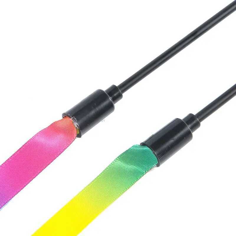 Cat Toys Funny Cat Teaser Rainbow Ribbon Cats Stick Toy Colorful Rod Teaser Wand Plastic Interactive Stick Cats Supplies C251013