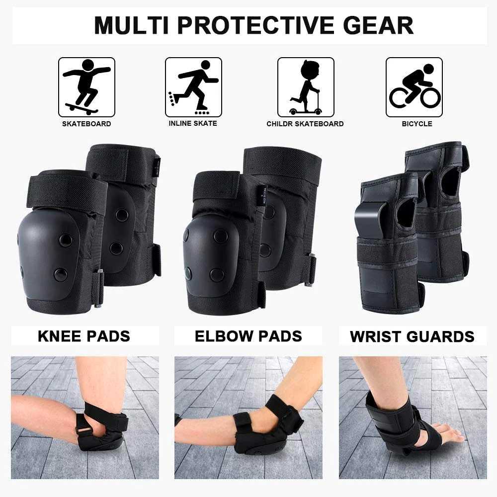 6PcsSet Knee Pads Elbow Pads Wrist Guards 3 in 1 Protective Gear Set for Skateboarding Roller Skating Cycling Outdoor Sports C251013