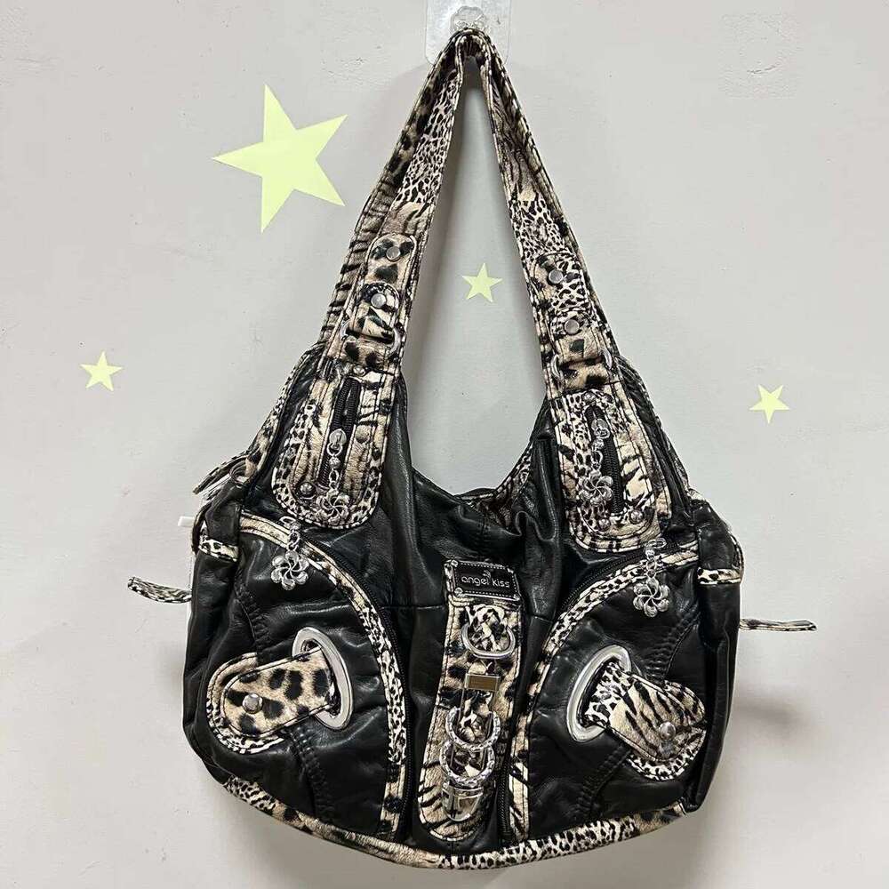 Designer handbag Angel Kiss Women Handbags Brown Leopard TopHandle Handbag Fashion Satchel Dumpling Shoulder Bag Tote Hobos