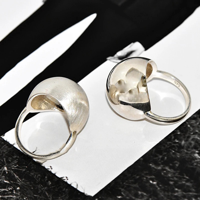 Minimalist 925 Sterling Silver Large Ball Smooth Rings For Women Fashion Creative Birthday Party Jewelry Gifts 251009