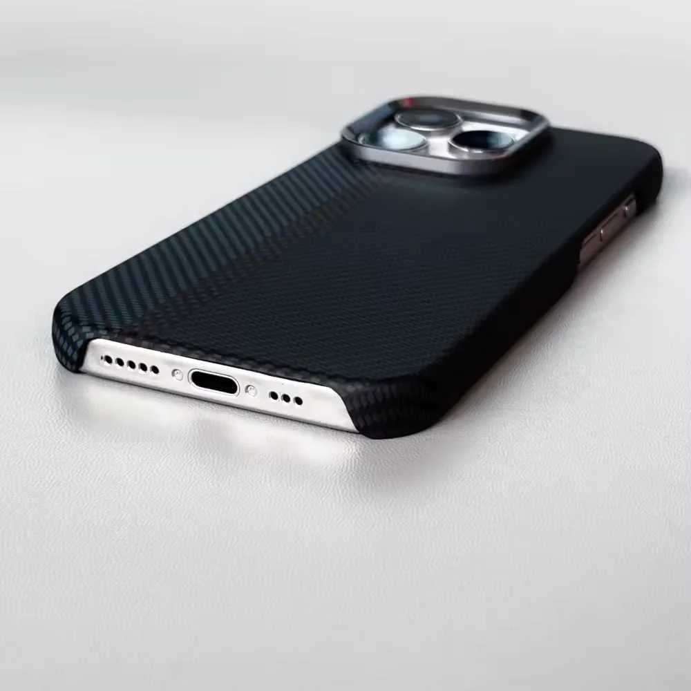 Luxury Carbon Fiber Texture Magnetic Phone Case for IPhone 17 14 15 16 Pro Max 17Po 17Air Alloy Lens Ultra Thin Hard PC Cover J251202