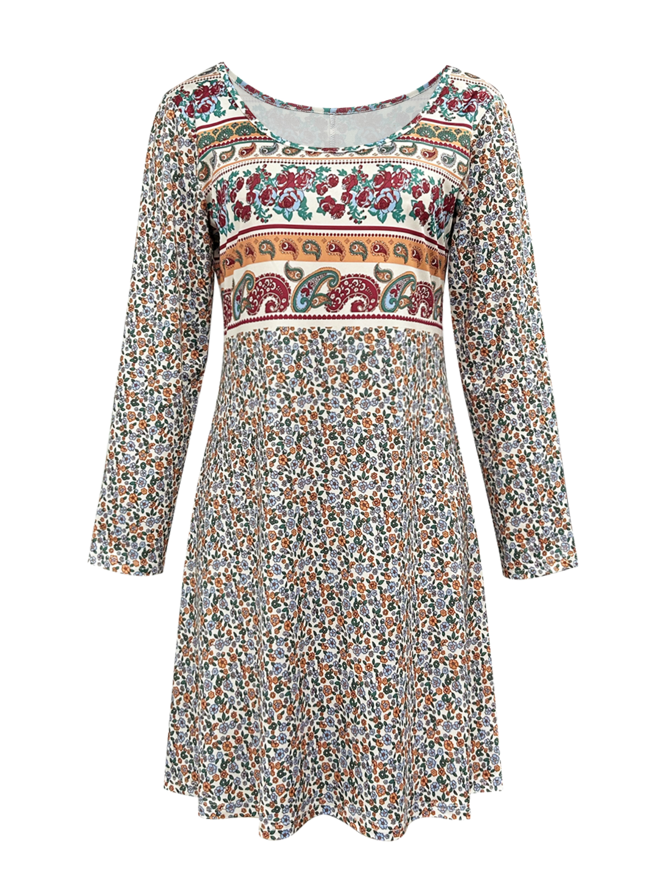 Women's Autumn New Floral Printed Casual & Versatile Plus - Size Dress-YL23450