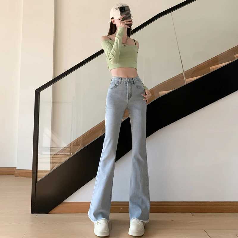 Loose Straight Tube Womens Highwaisted Jeans Leisure Vintage Washed Denim Trousers Comfort Stretch Casual Everyday VersatileT251013