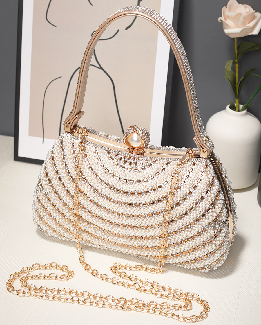 Elegant Handbag Evening Bag Pearl Clutch Bag Shining Beaded Pearl Purse Crystal Bag Crossbody Bag Luxury Clutch Phone Purse for Ladies Party Wedding D