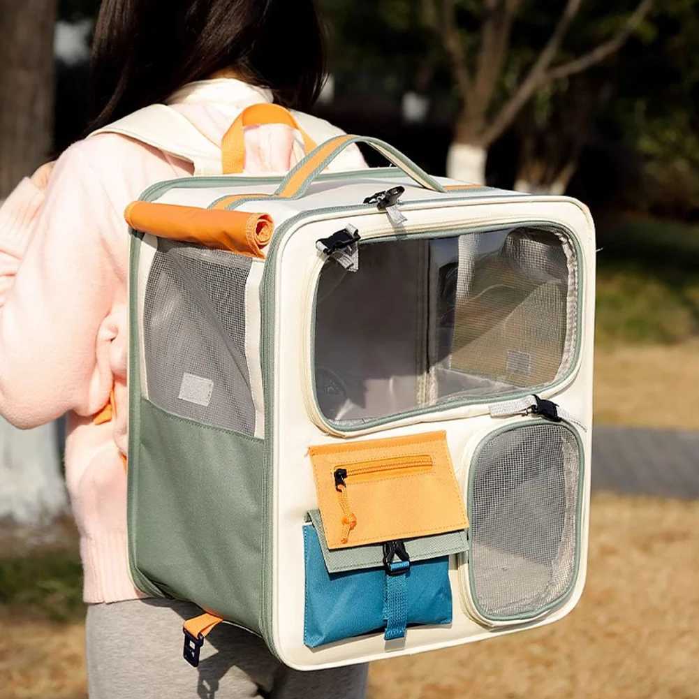 Dog Cat Travel Carrier Bag Large Capacity Ventilated Mesh Pet Backpack Transparent Window Pet Backpack for Car Camping C251013