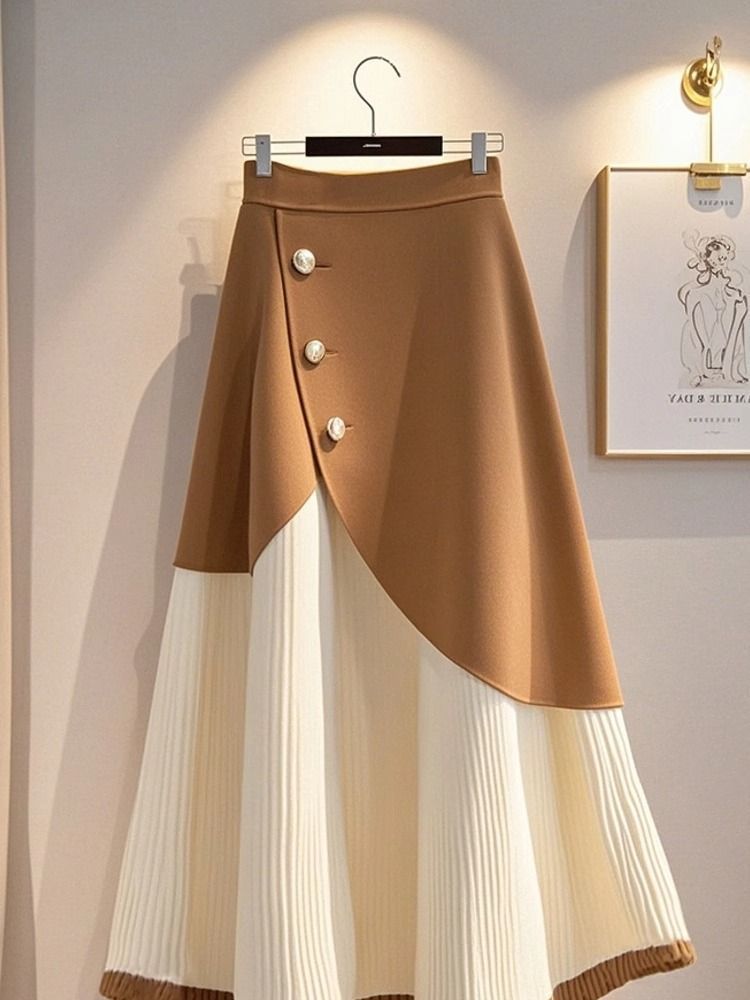 Skirts Elegant High Waist Sliming A-line Skirt For Women Autumn/Winter Vintage Korean Fashion Spring Y2k Clothing