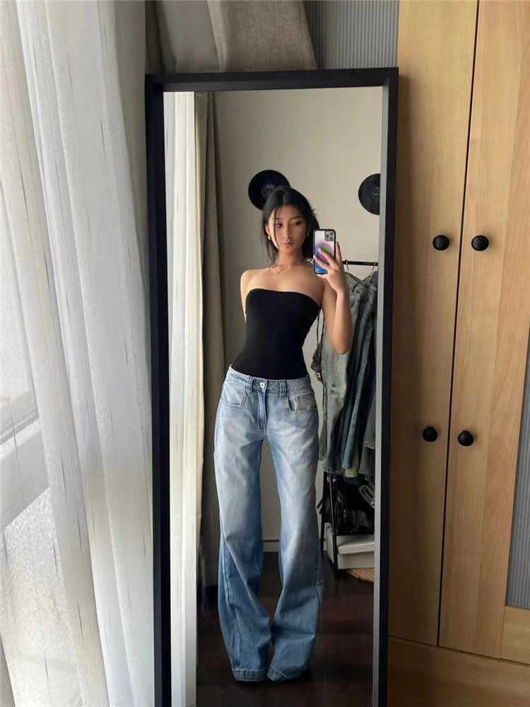 2025 Autumn Winter Womens Low Rise Vintage Denim Pants Y2K 2000s Baggy Jean Japanese Harajuku Jeans Wide Fit Jeans Korean NewT251013