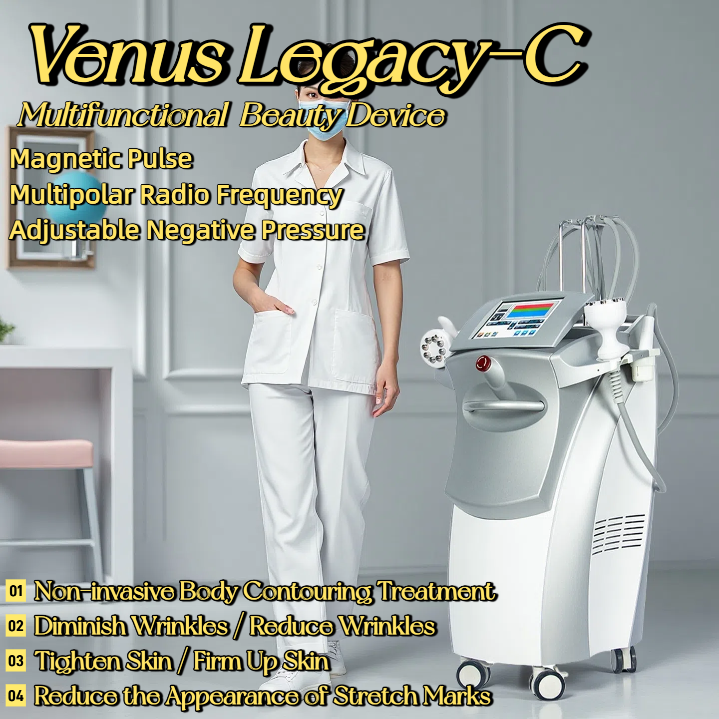 VENUS LEGA-C 4D Multi-stage Radio Frequency Reduce Wrinkles Tighten Skin Reduce Fat Restore Postpartum Body Weight Loss And Fade Stretch Marks Equipme