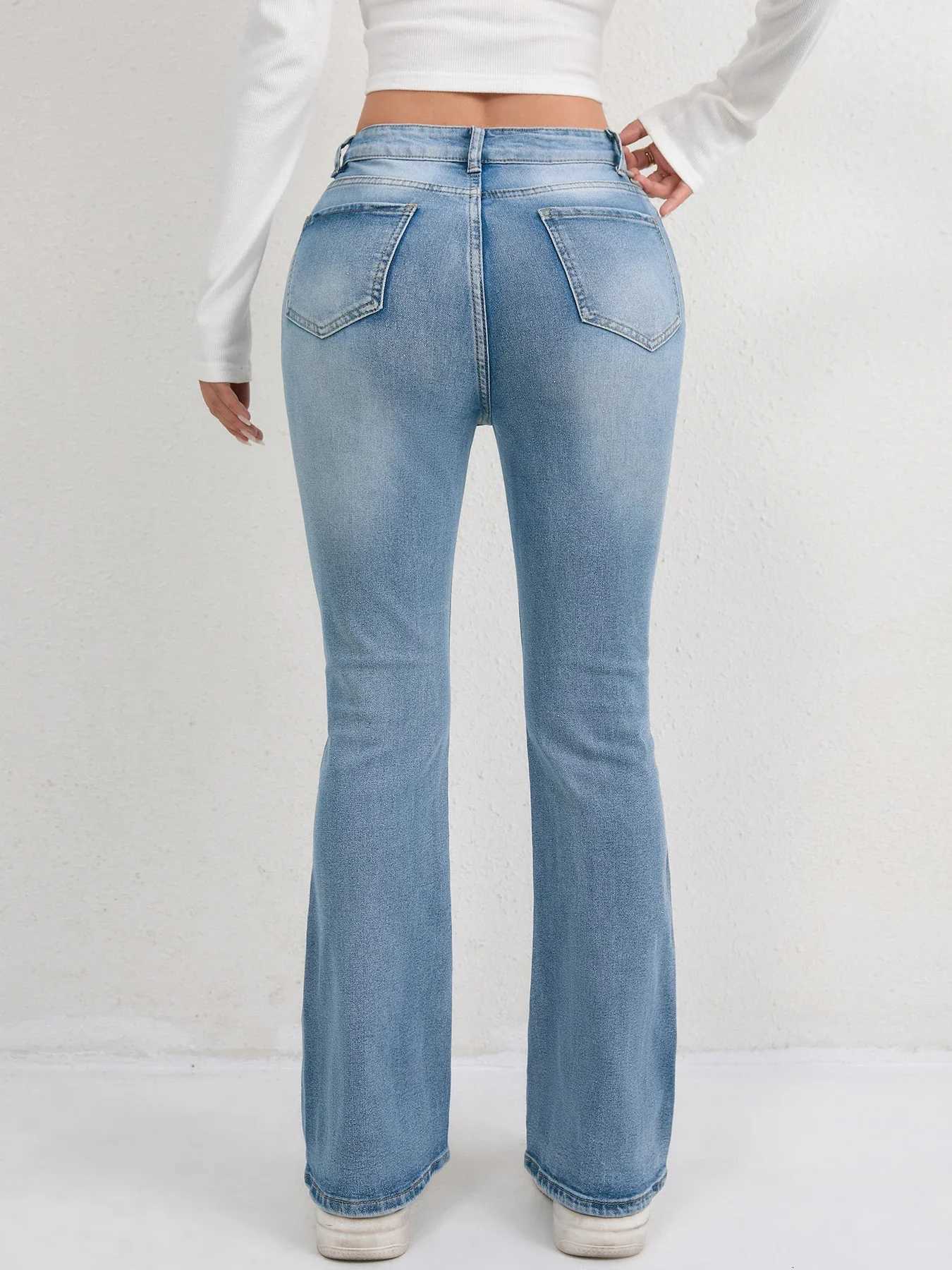 2025 Slimming Denim Pants Womens Jeans Micro Flares European and American Style Casual Versatile High Waist Washed TrousersT251013