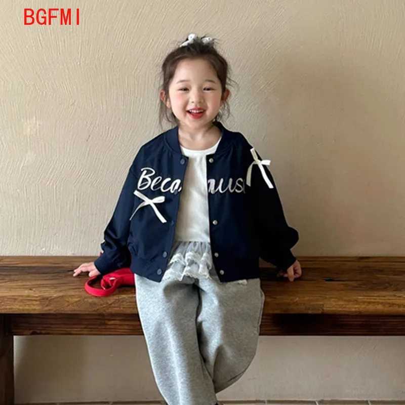 Girls Spring Autumn Coat 2025 Fashion New Long Sleeve Bow Baseball Jersey Infant Jacket Top 110Y Kids Letter Baseball Uniform C251013