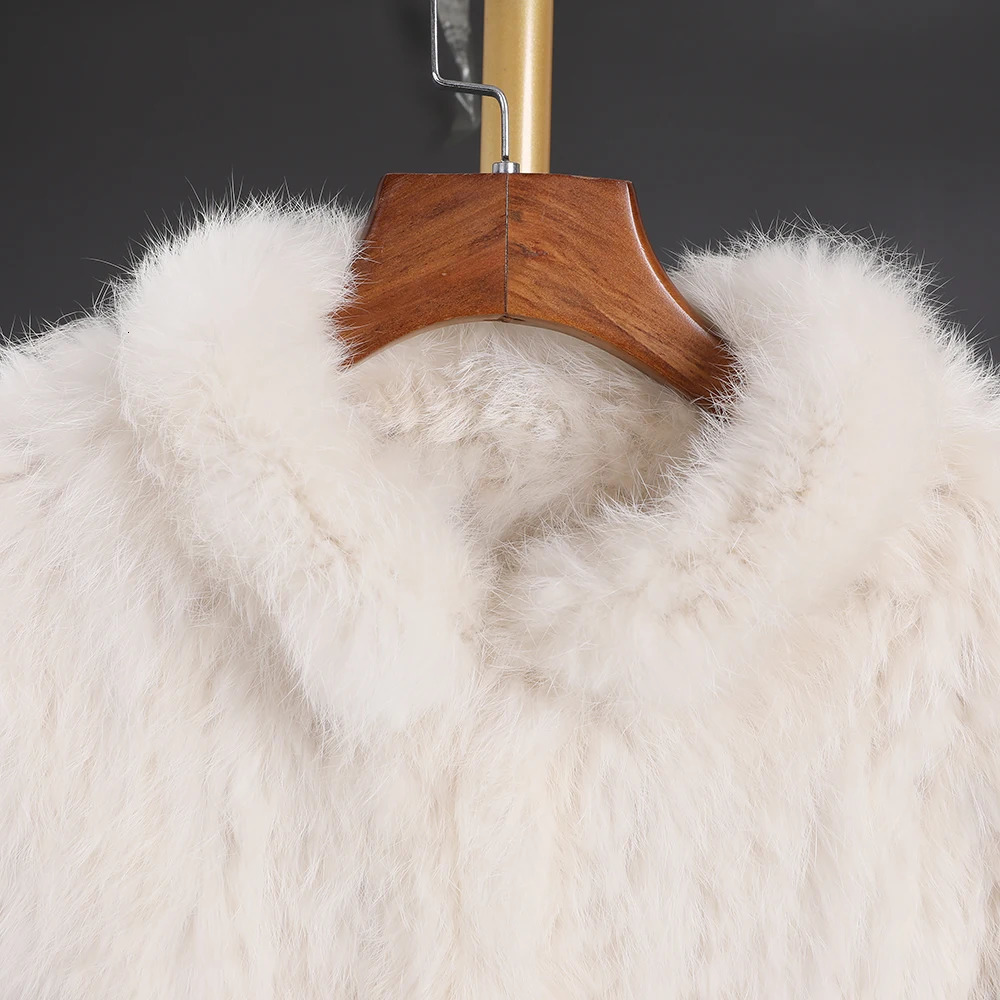Womens Winter Real Rabbit Fur Knitted Jacket Female Classic Long Sleeve Stand Collar Genuine Fur Coat Lady Warm Outwear Fluffy 251029