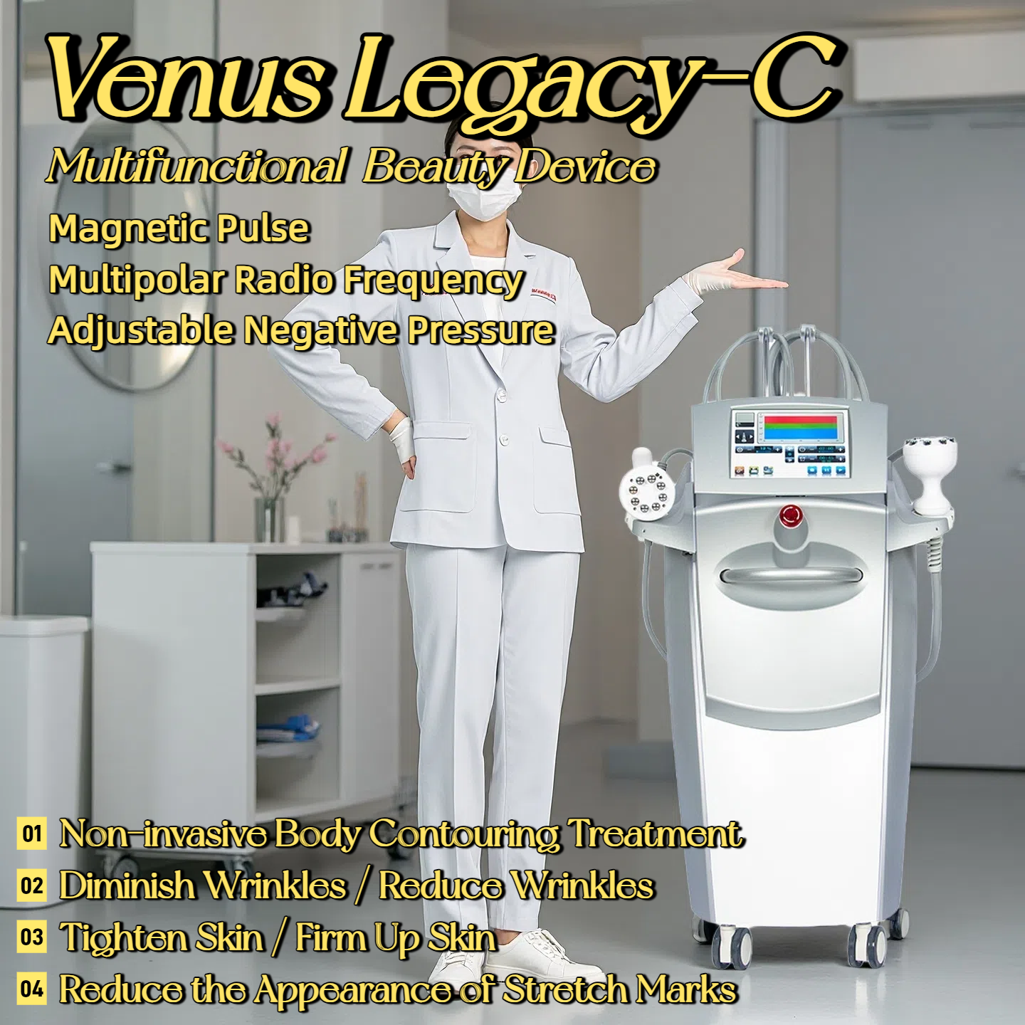New VENUS LEGA-C 4D Technology Multi-stage Radio Frequency Reduce Wrinkles Tighten Skin Reduce Fat Restore Postpartum Body And Fade Stretch Marks Equi