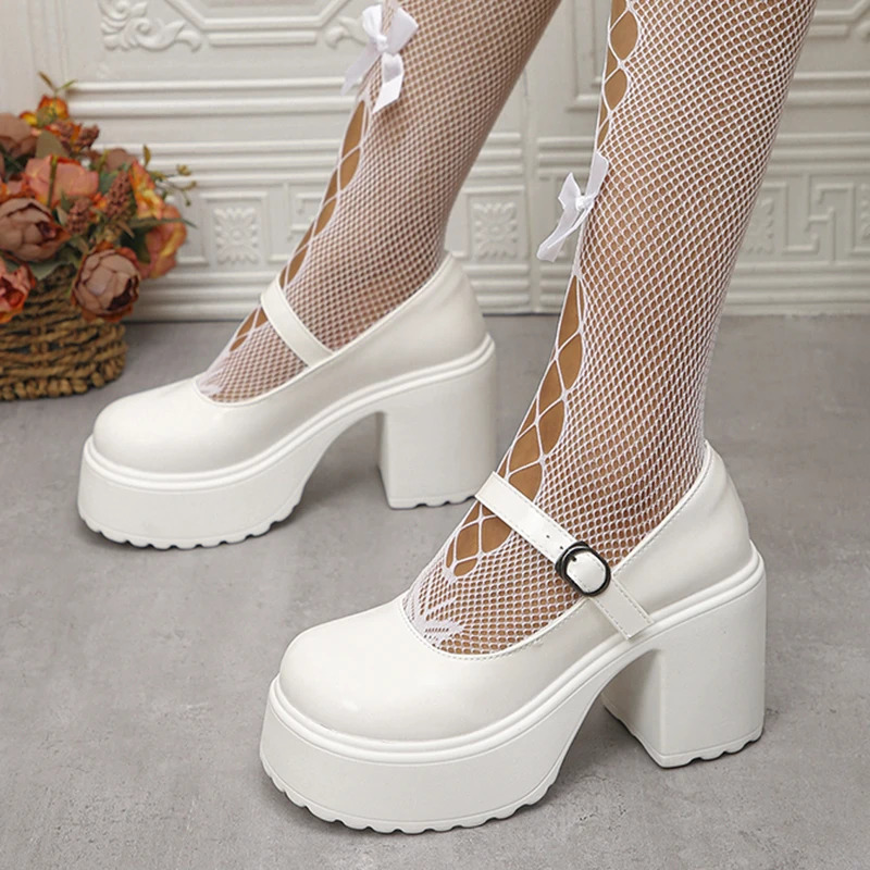 Pink Chunky Platform High Heels Pumps Women Autumn Ankle Straps Mary Jane Lolita Shoes Woman Plus Size 42 Cute Party Shoes 251010