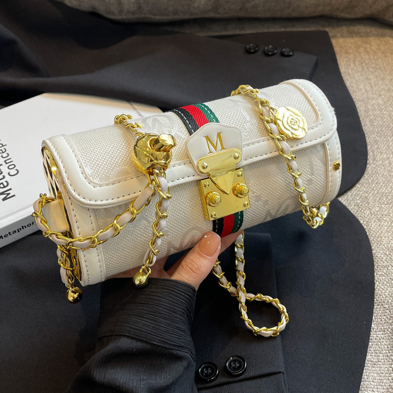 TB BHULAMTE Designer Jacquard Canvas Leather Embroidered Luxury Bag Letter Color Block Pen Holder Underarm Baguette Small Bag New Women's Crossbo