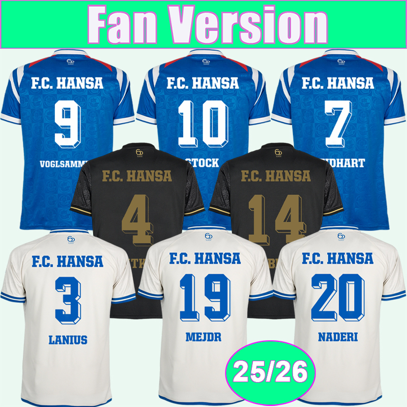 25 26 Hansa Rostock Mens Soccer Jerseys LANIUS SCHUSTER DIRKNER NEIDHART HARENBROCK BERISHA FROLING Home Away 3rd Football Shirts Uniforms