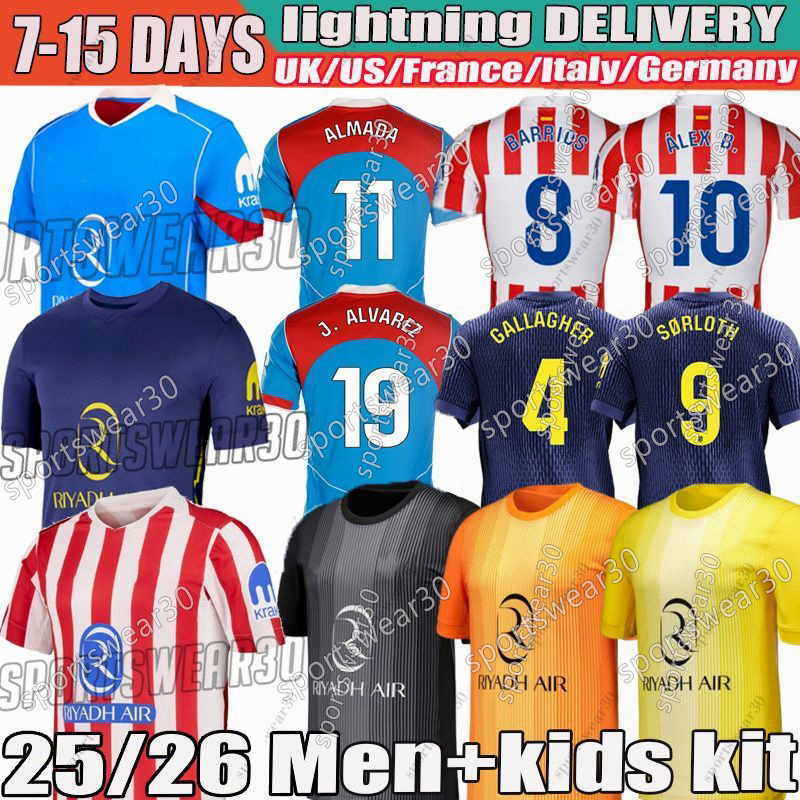 25 26 Atletico #19 J. ALVAREZ GRIEZMANN Soccer Jerseys ALEX B. Sorloth ALMADA GALLAGHER KOKE SAUL camiseta 2025 football shirt men kids kit uniforms