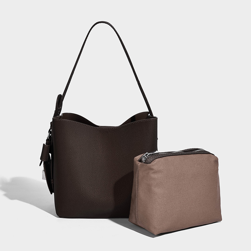 OC130M44 Customized Genuine Leather Women's Bag Bucket With Vintage Cowhide Underarm Light Luxury Crossbody Single Shoulder Smooth Sheepskin